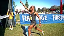 Bihama Vedaste winning the Morgan Hill Marathon
