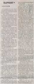 Scan of newspaper article about Sarah Oliphant by writer Angela Young