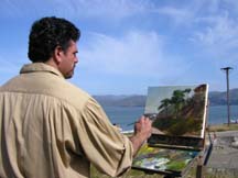 Artist Stefan Baumann painting in San Fransisco by Angela Young