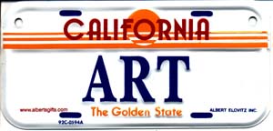 Angie Young's art license - California plates