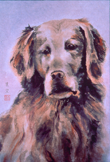 Painting of a dog by Wendy Lee